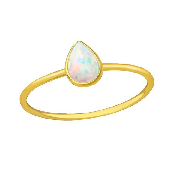 24k Gold Vermeil Pear Cut Opal Ring - Picture 1 of 7